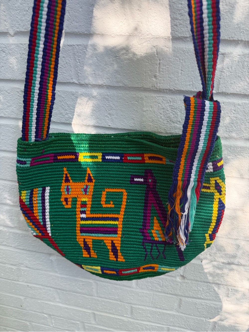 VTG Guatemalan Handwoven Green Patterned Crossbody Bag
